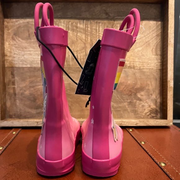 NWT Girls Rainbow Unicorn Rubber Rain Boots, Size 9, Pink, Spring - Picture 5 of 9